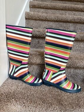 Coach Pammie Women's Multi Colored Striped Rainboots